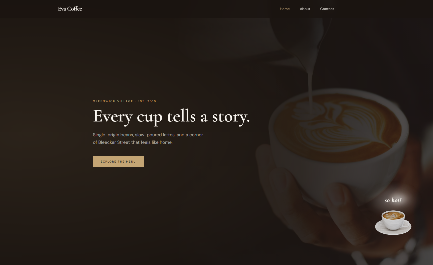 Eva Coffee website preview