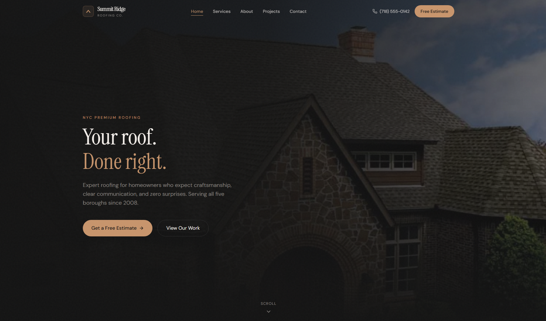 Summit Ridge Roofing website preview